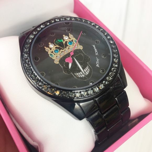 Betsey Johnson Accessories - Betsey Johnson Black Skull Crown Watch